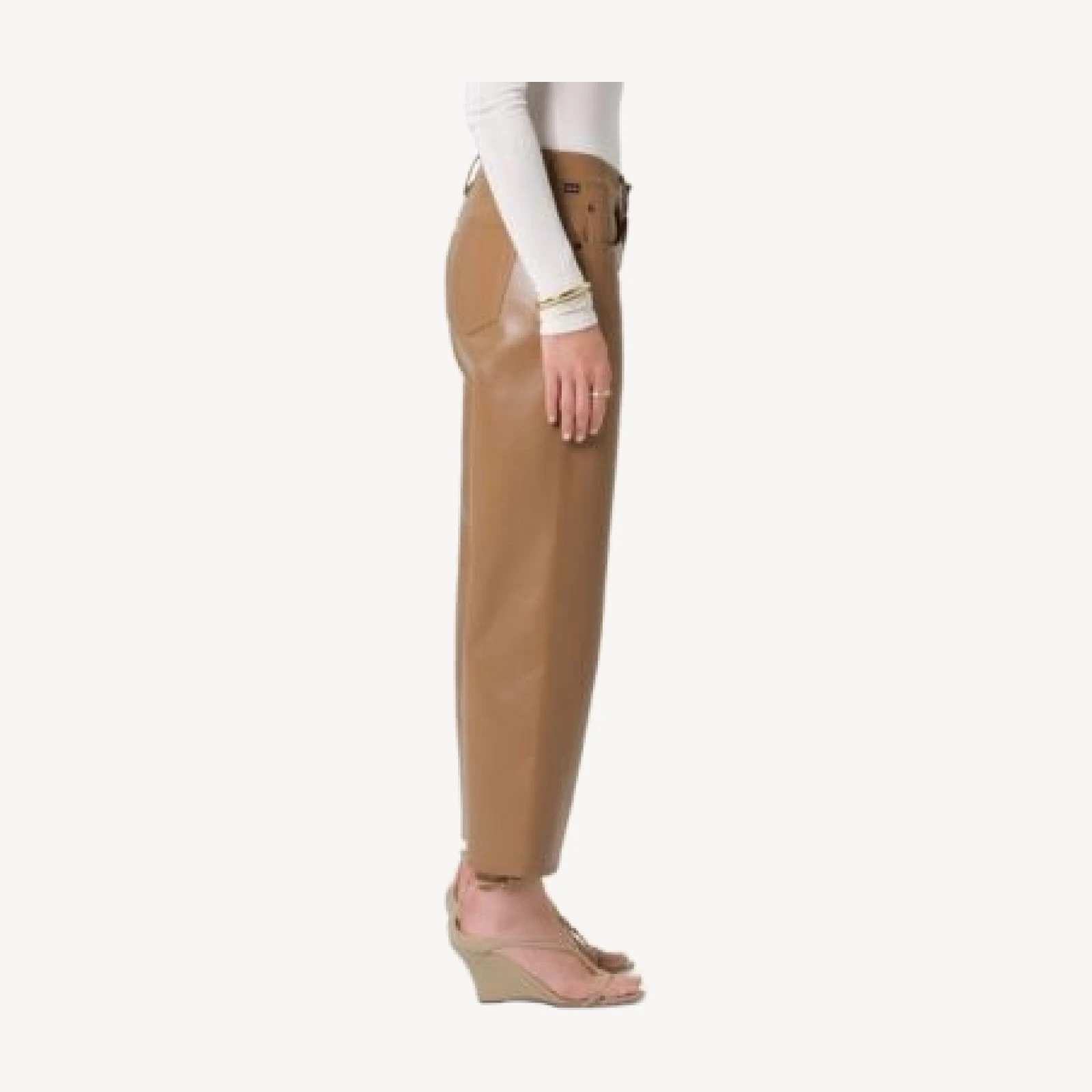 Citizens of Humanity Faye Leather Vintage Straight Jeans in Pale Toffee