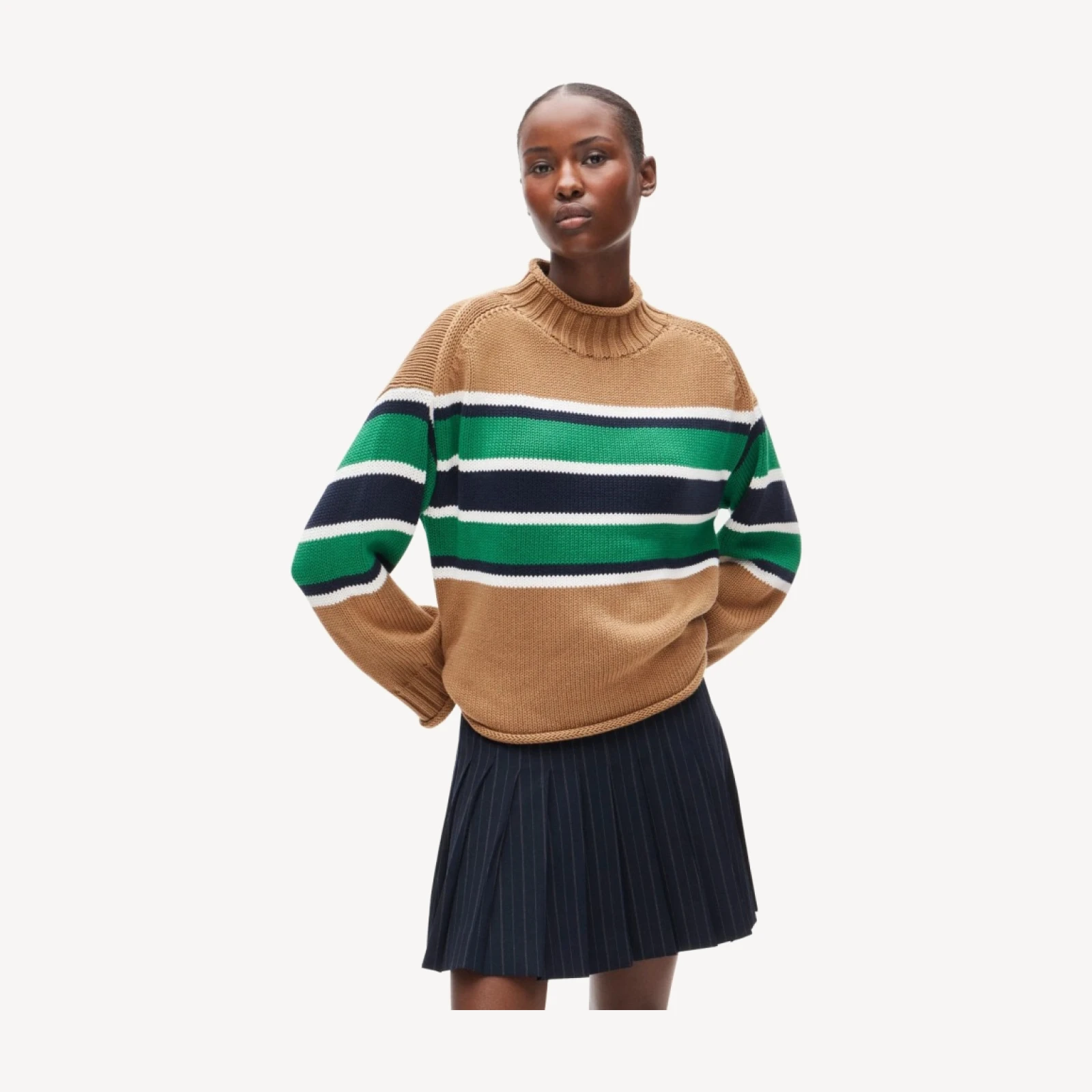 2025 Rollneck™ sweater in placed stripe