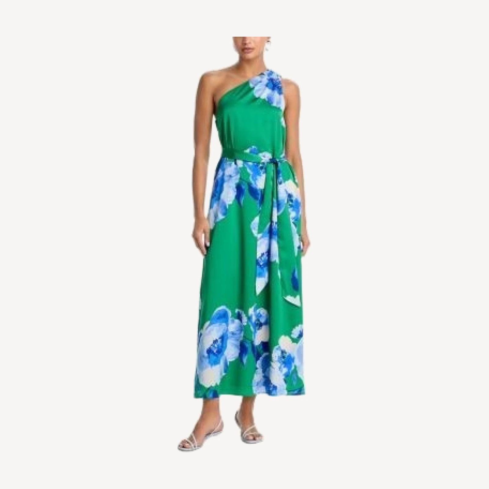 Aqua One Shoulder Satin Maxi Dress - Exclusive
