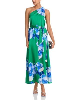 Aqua One Shoulder Satin Maxi Dress - Exclusive