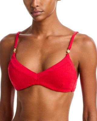 L'Agence Cable Knit Solids Playa V Neck Bikini Top