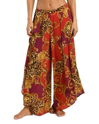 L'Agence Baroque Leopard Scroll Adonis Pants Swim Cover-Up