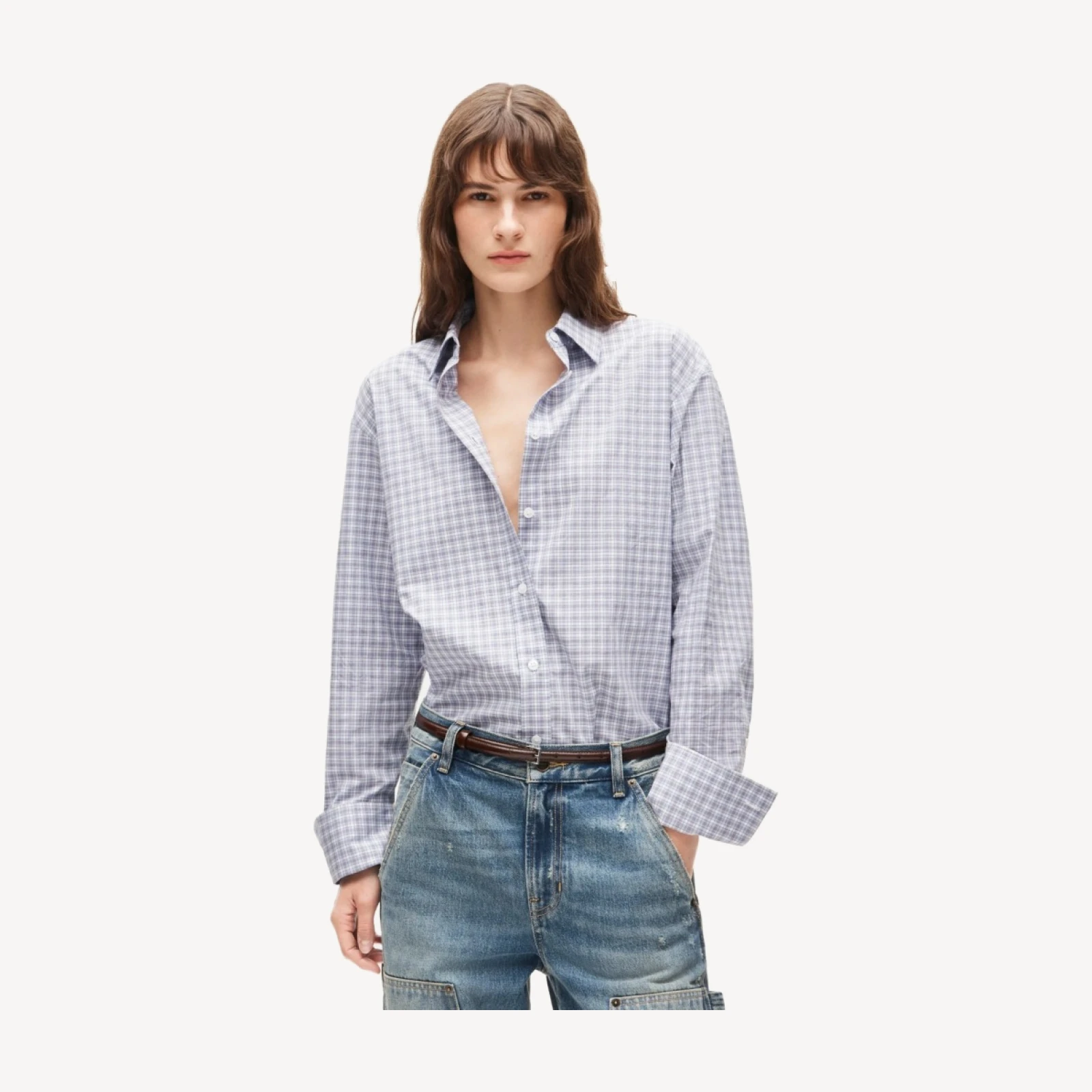 Esme relaxed-fit button-up shirt in plaid Greenwich poplin