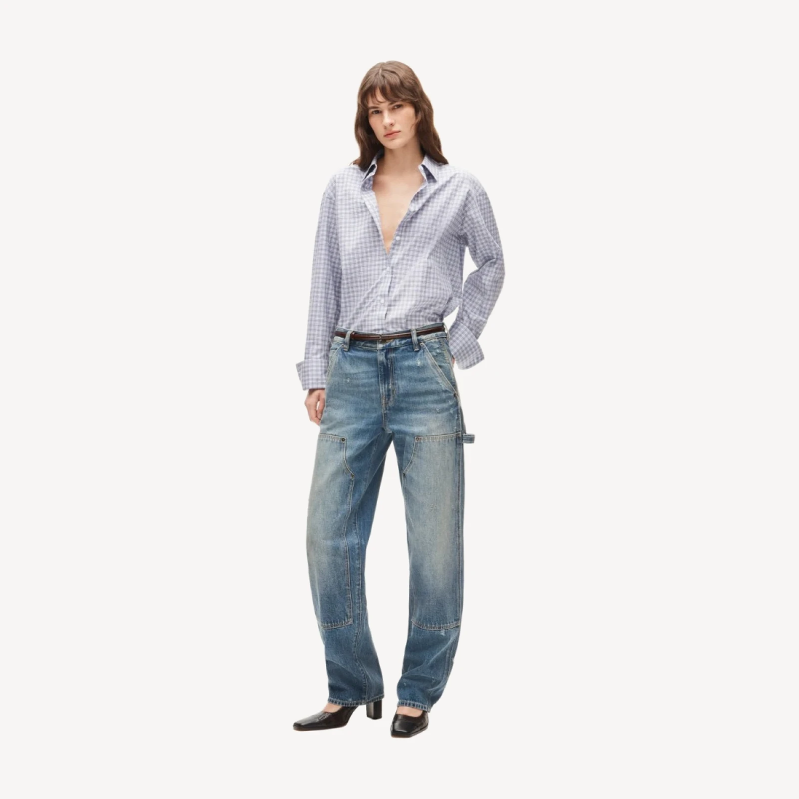 Esme relaxed-fit button-up shirt in plaid Greenwich poplin