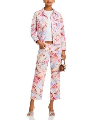 L'Agence Blaine Low Rise Crop Stovepipe Jeans in Pink Postcard