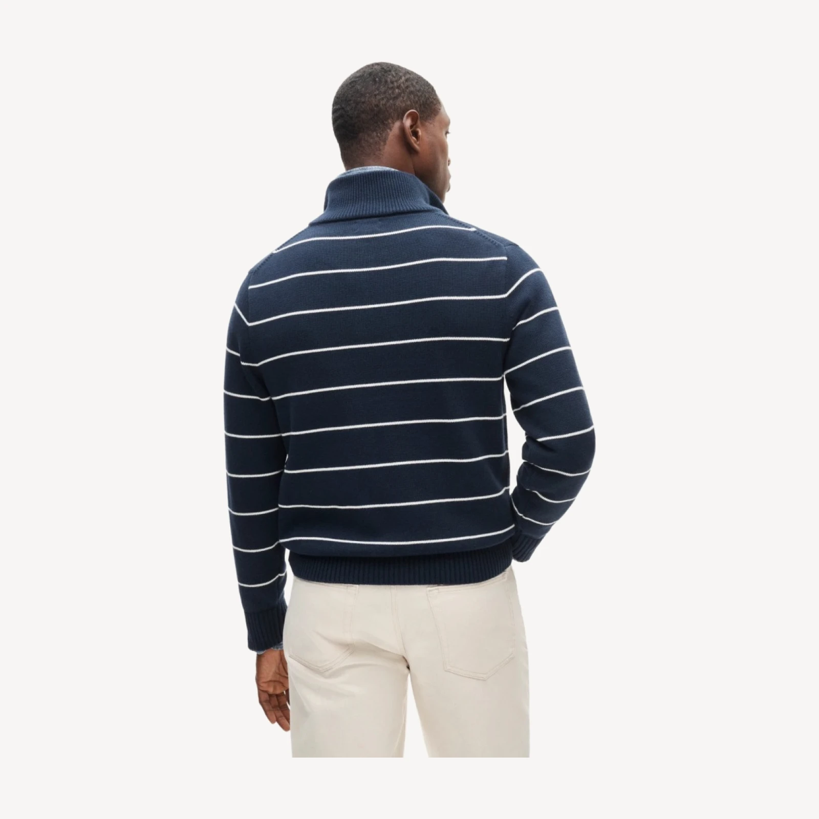 Heritage cotton quarter-zip sweater in stripe