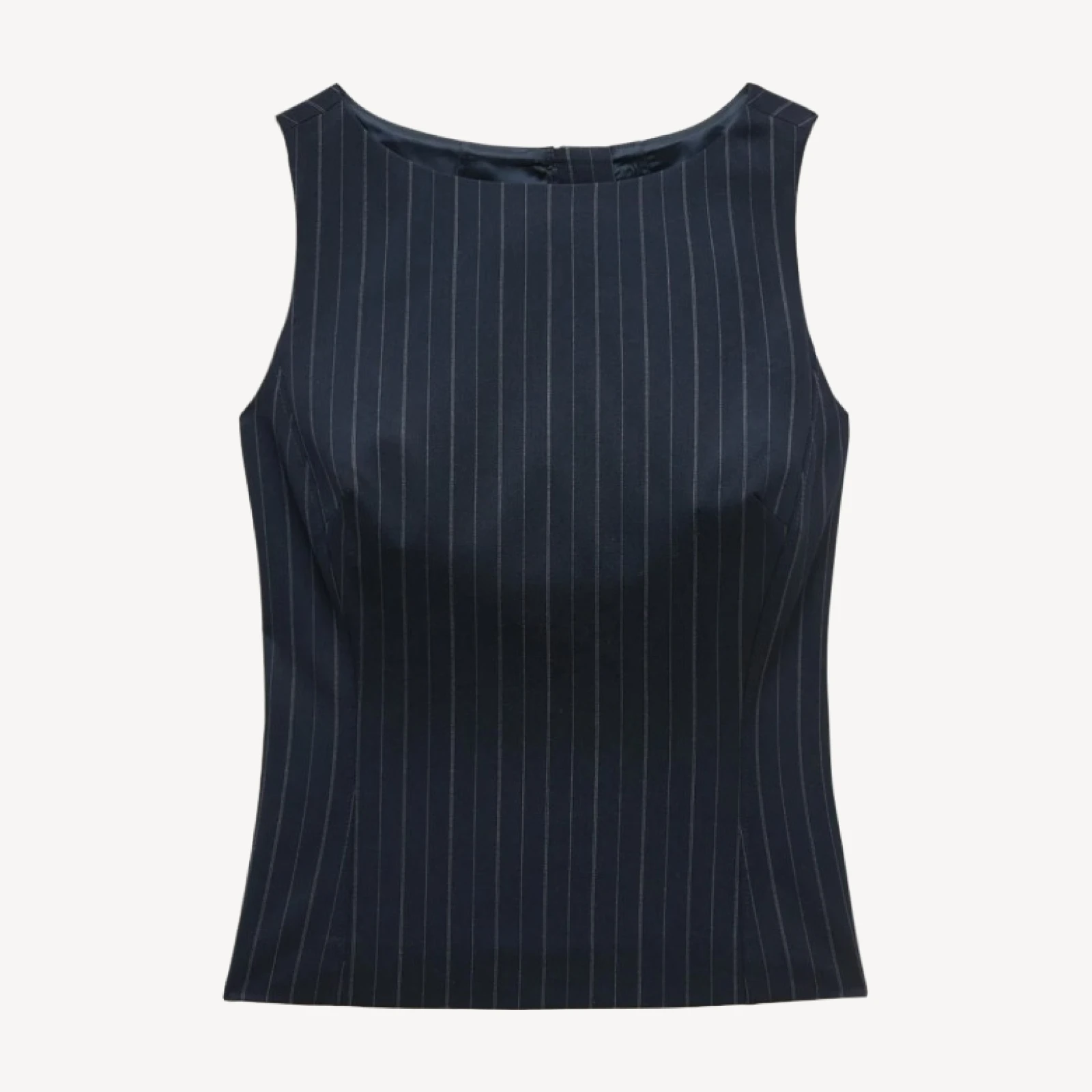 Shell top in striped lightspun wool blend