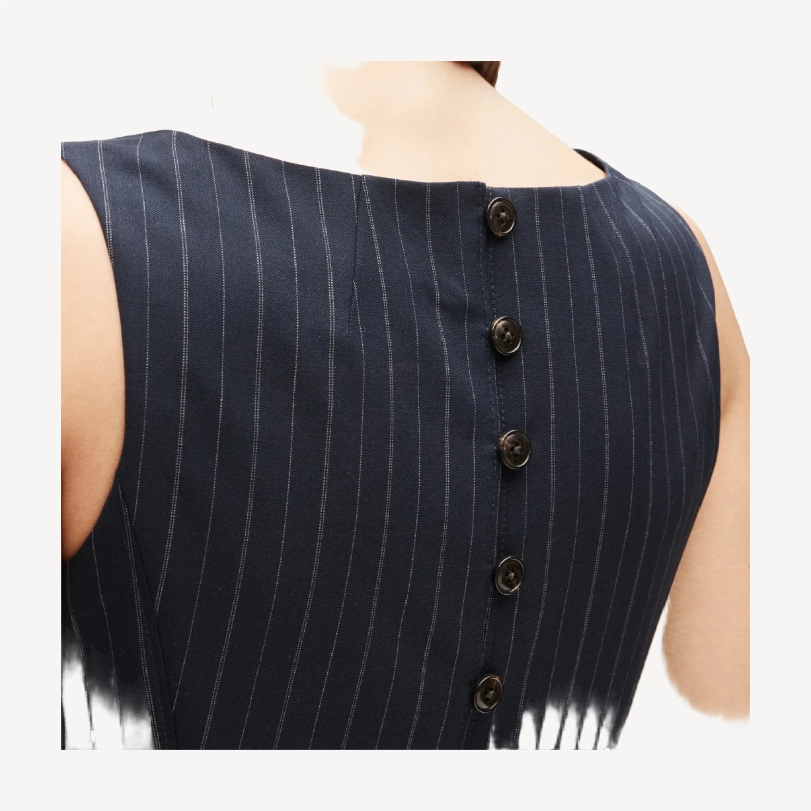 Shell top in striped lightspun wool blend