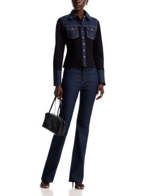 Cinq a Sept Lyric Denim Patchwork Button Up Shirt
