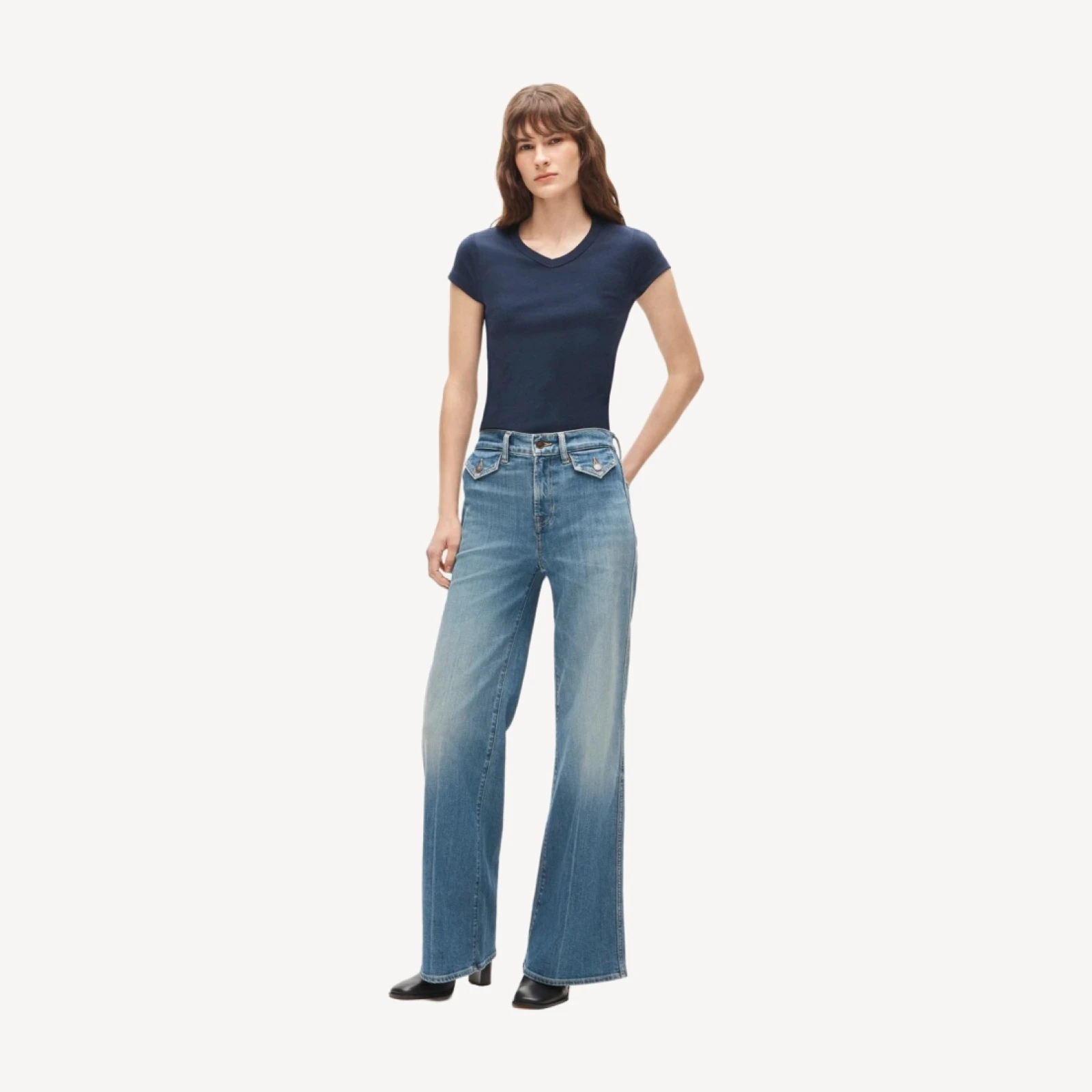 Denim trouser jean with flap pockets
