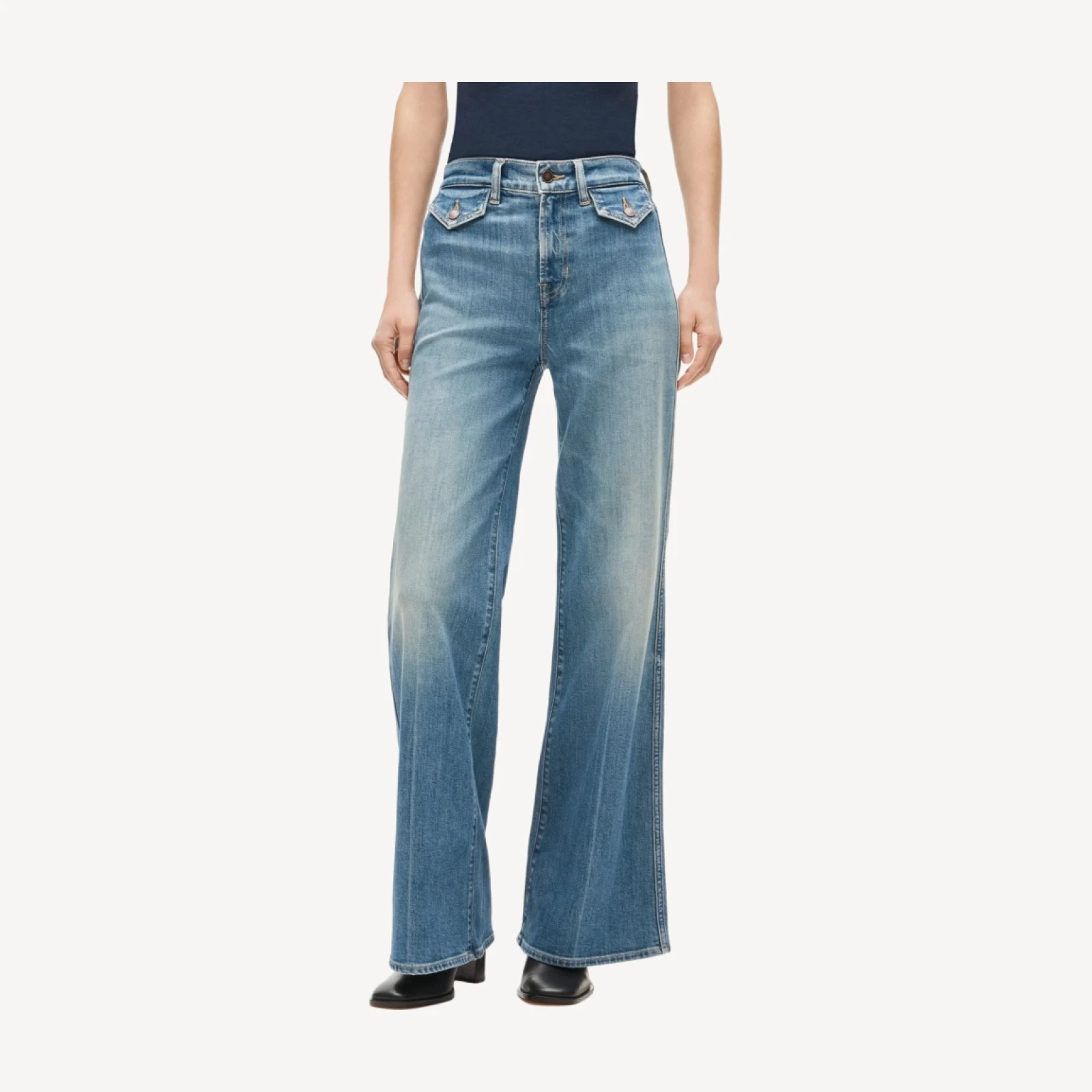 Denim trouser jean with flap pockets