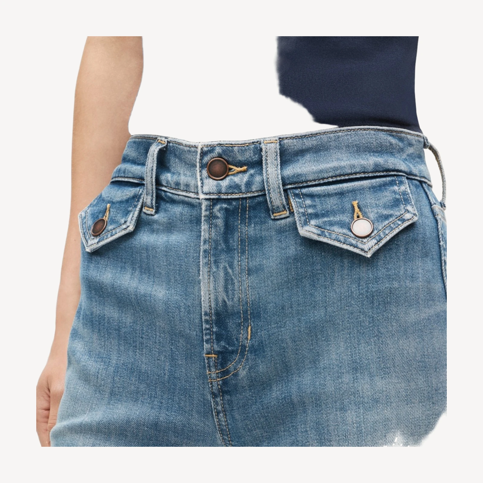 Denim trouser jean with flap pockets