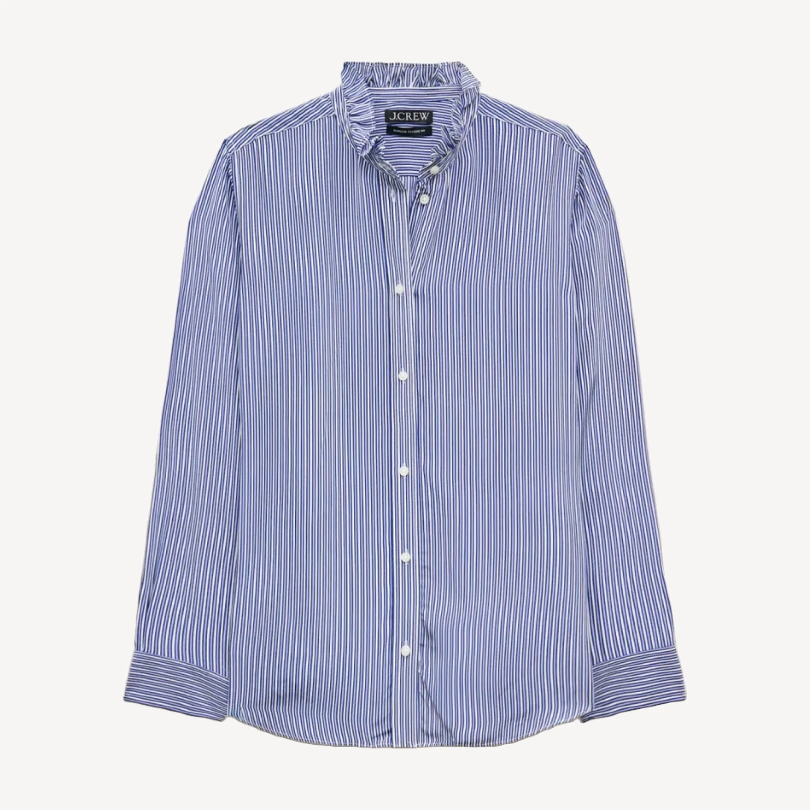 Jules ruffle-collar button-up shirt in striped crepe de chine