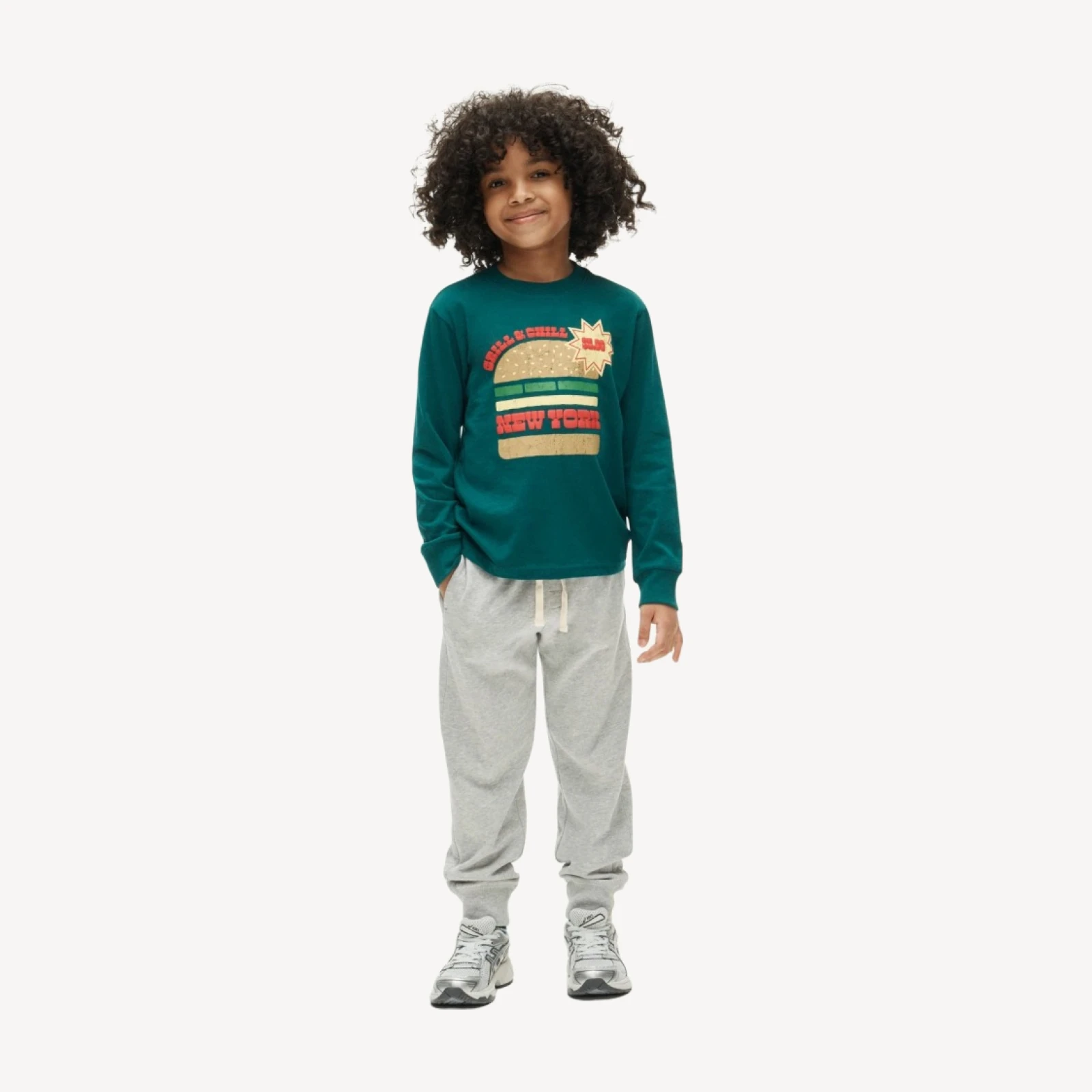 Kids' long-sleeve "grill & chill" graphic T-shirt