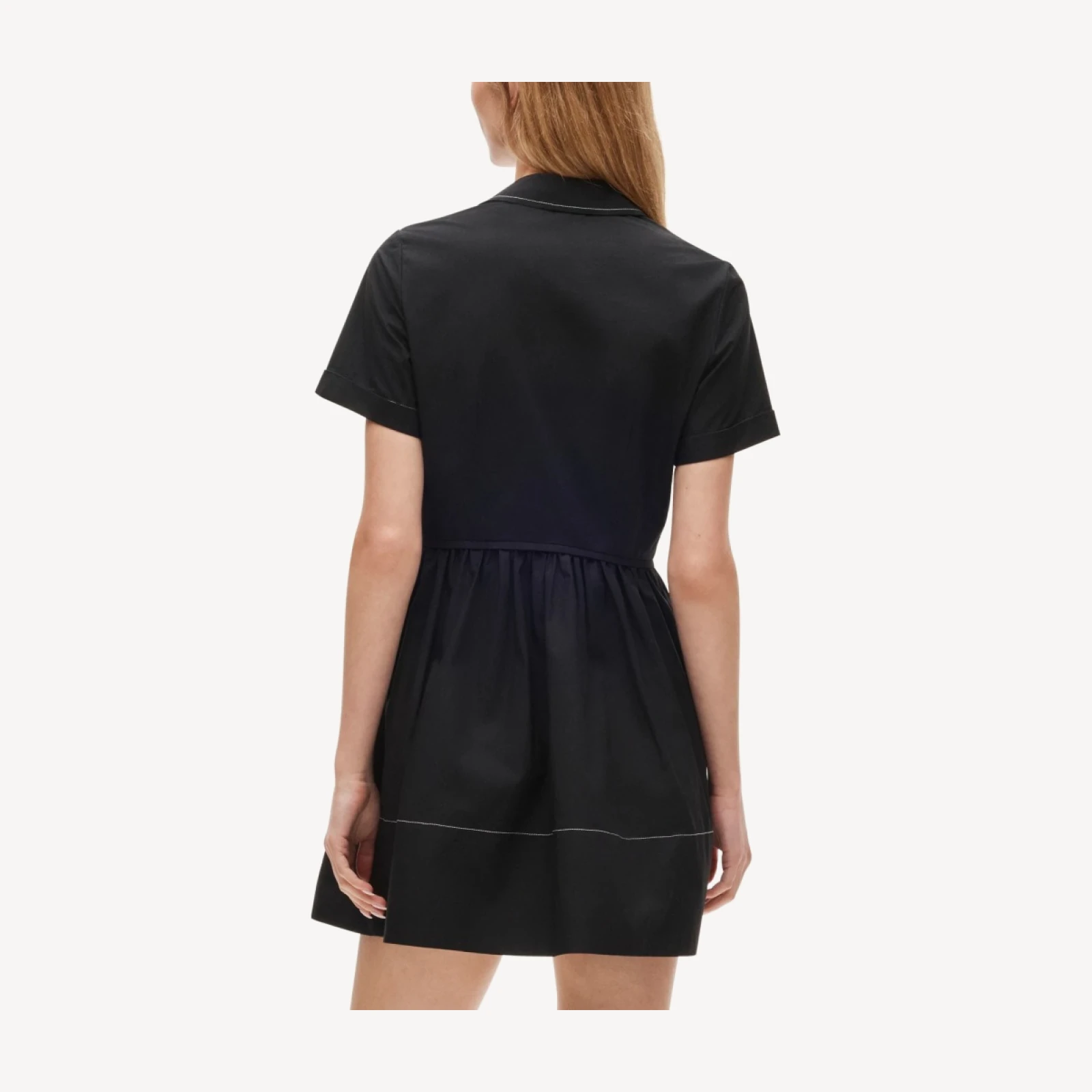 Mini zip-up shirt-dress in cotton poplin