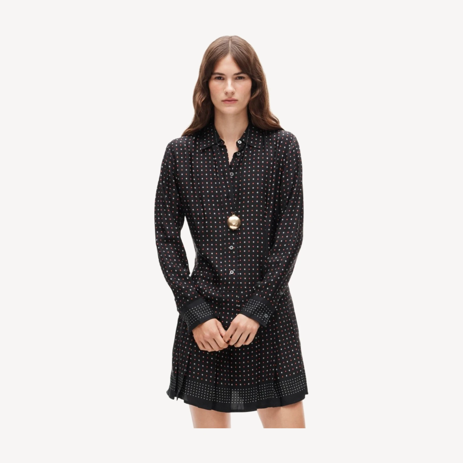 Ophelia long-sleeve dress in daisy-print viscose twill