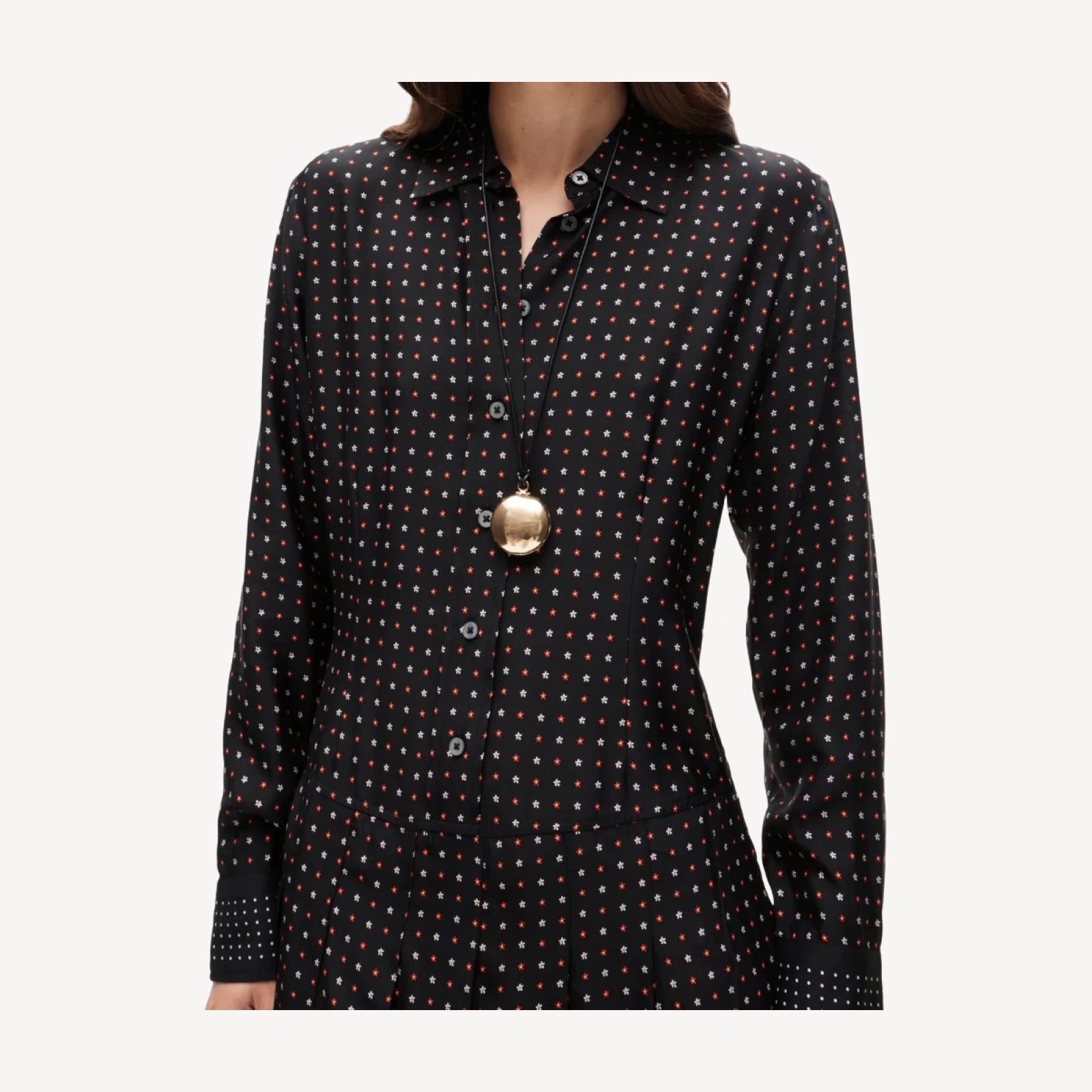 Ophelia long-sleeve dress in daisy-print viscose twill