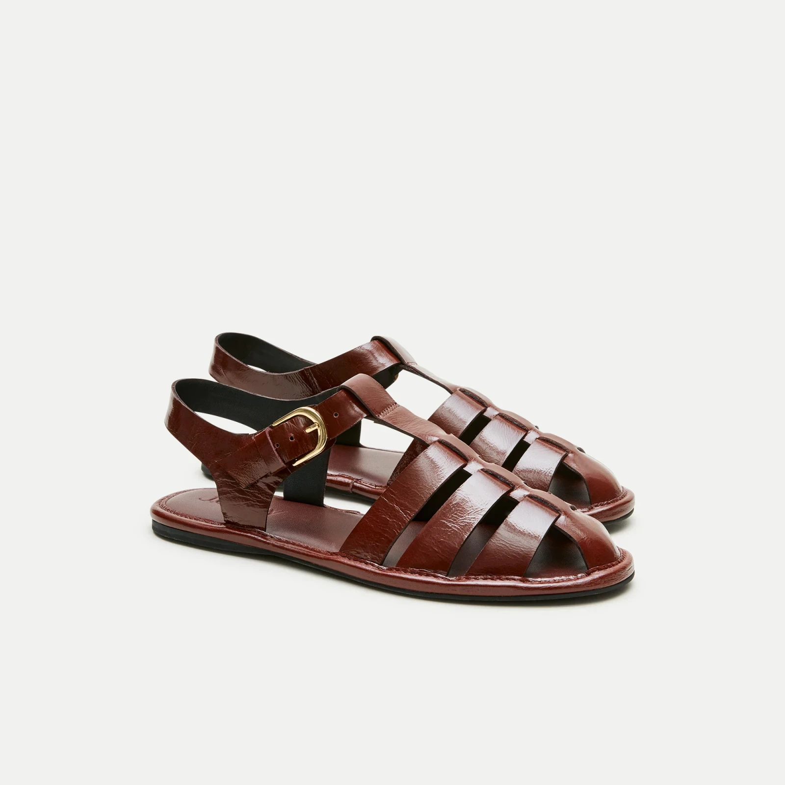 Fisherman sandals in crinkle leather