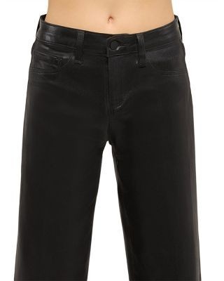 L'Agence Petite Scottie High Rise Wide Leg Jeans in Noir Coated