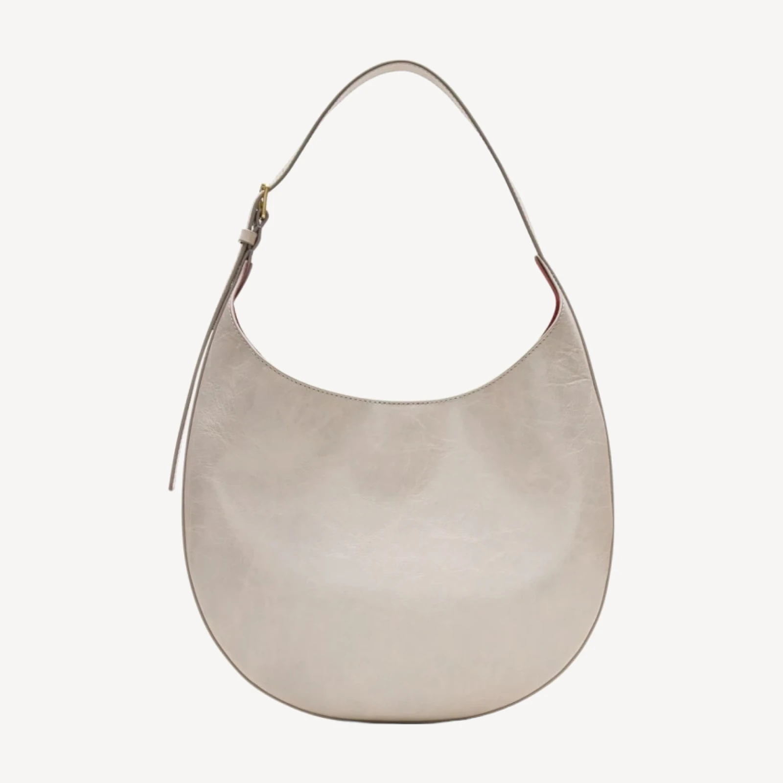 Round shoulder bag in crackled leather