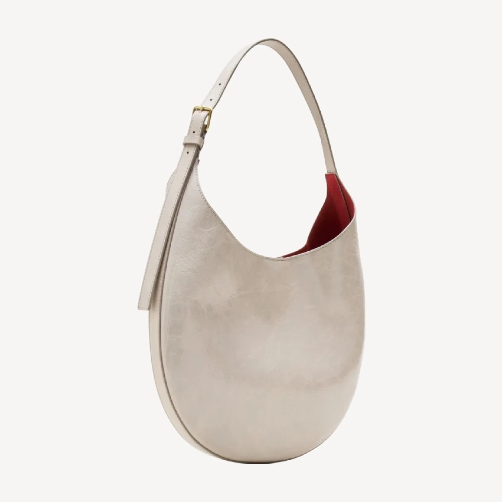Round shoulder bag in crackled leather
