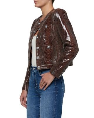 L'Agence Jayde Collarless Leather Jacket
