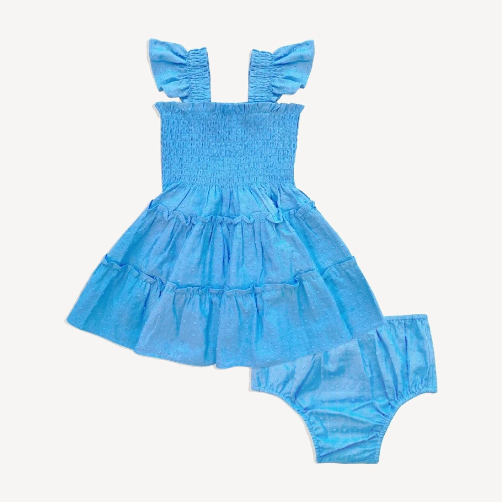 The Baby Ellie Nap Dress - Hydrangea Blue Textured Clip Dot