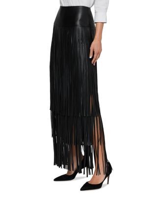 L'Agence Karoline Maxi Fringe Faux Leather Skirt