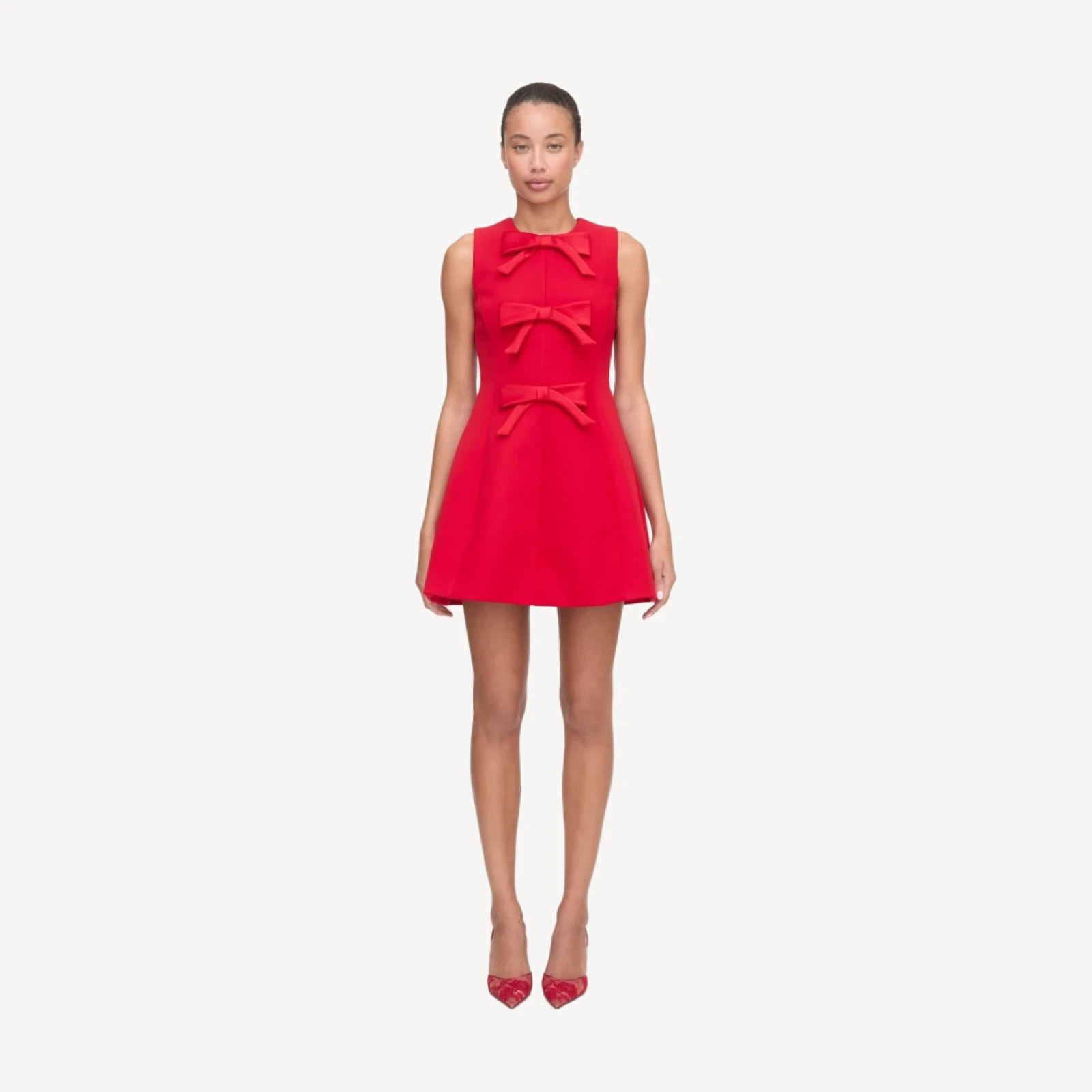 The Blythe Bow Dress - Red with Red Bows