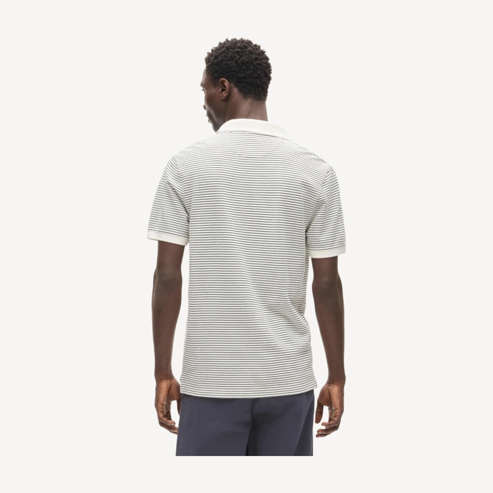 Washed piqué polo shirt in stripe