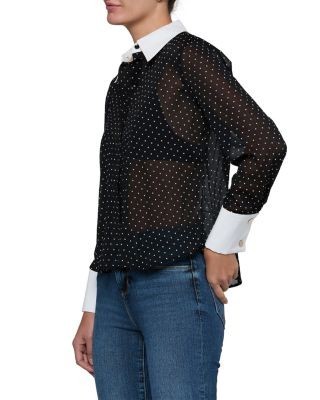 L'Agence Sona Contrast Trim Collared Blouse