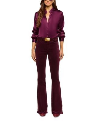 L'Agence Bianca Silk Banded Collar Blouse