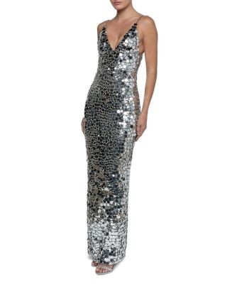 L'Agence Caelith Deep V Neck Sequin Gown