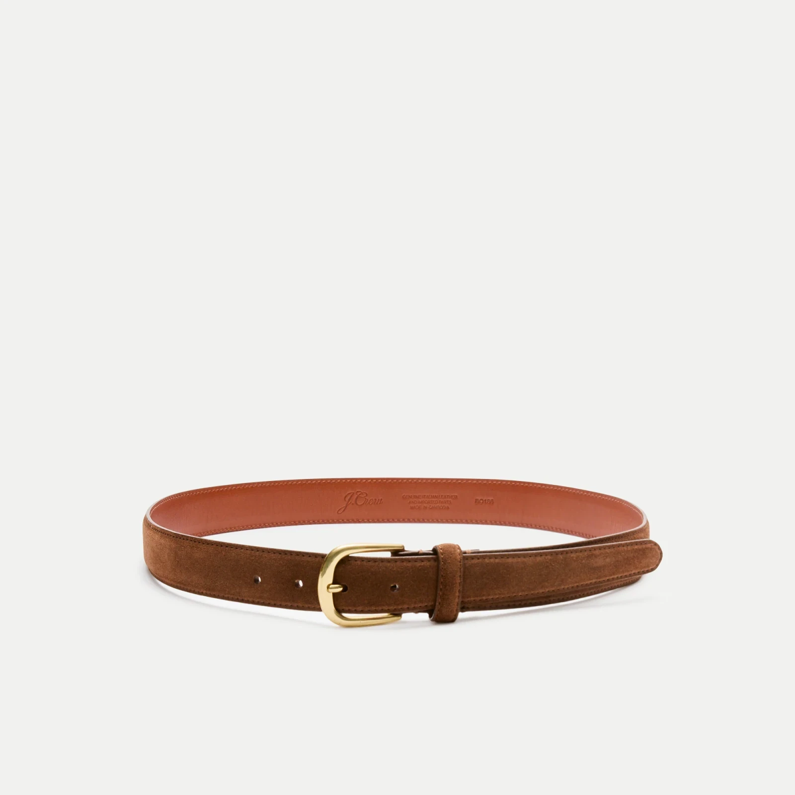 Italian suede and leather round-buckle dress belt