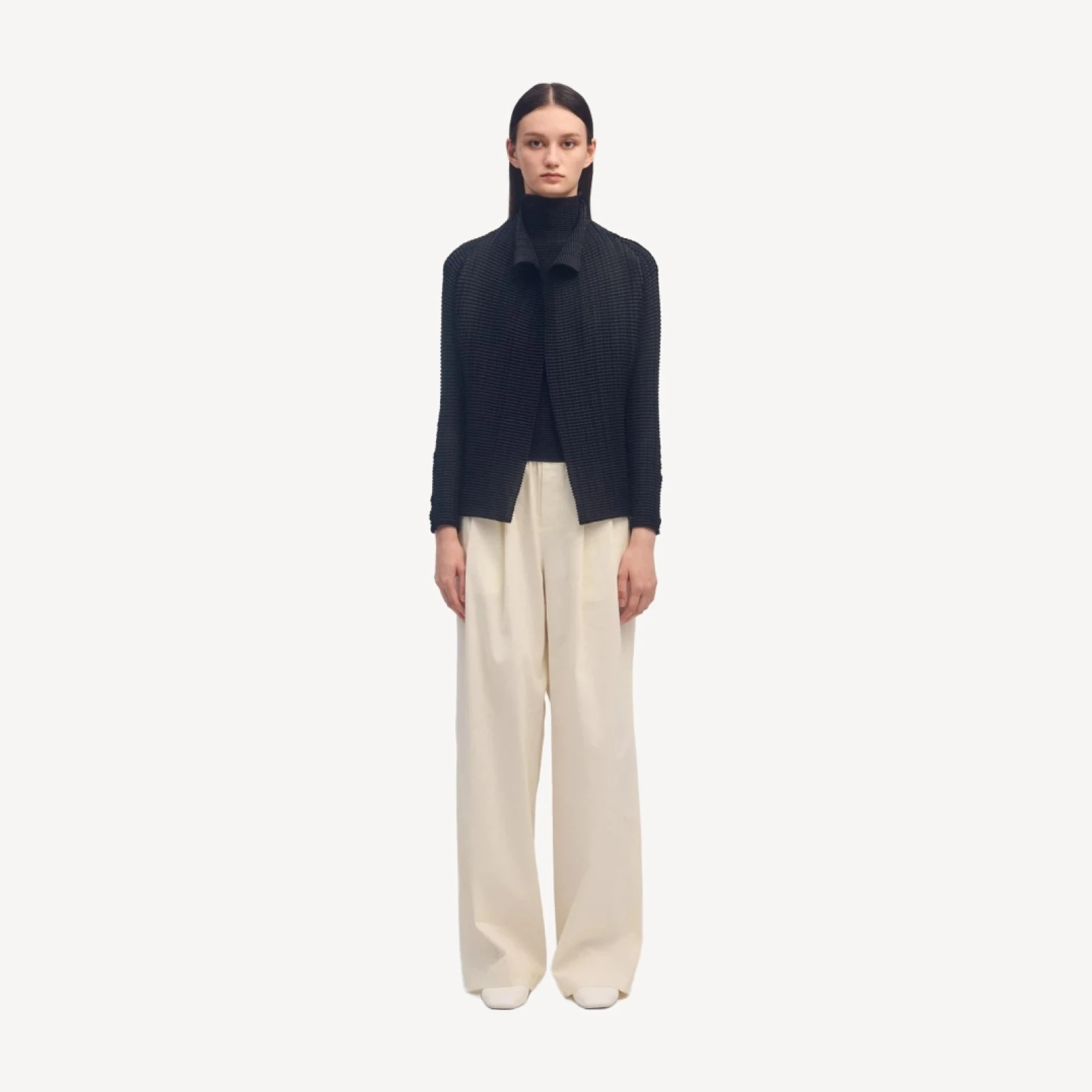 WOOLY PLEATS BK/WT-56