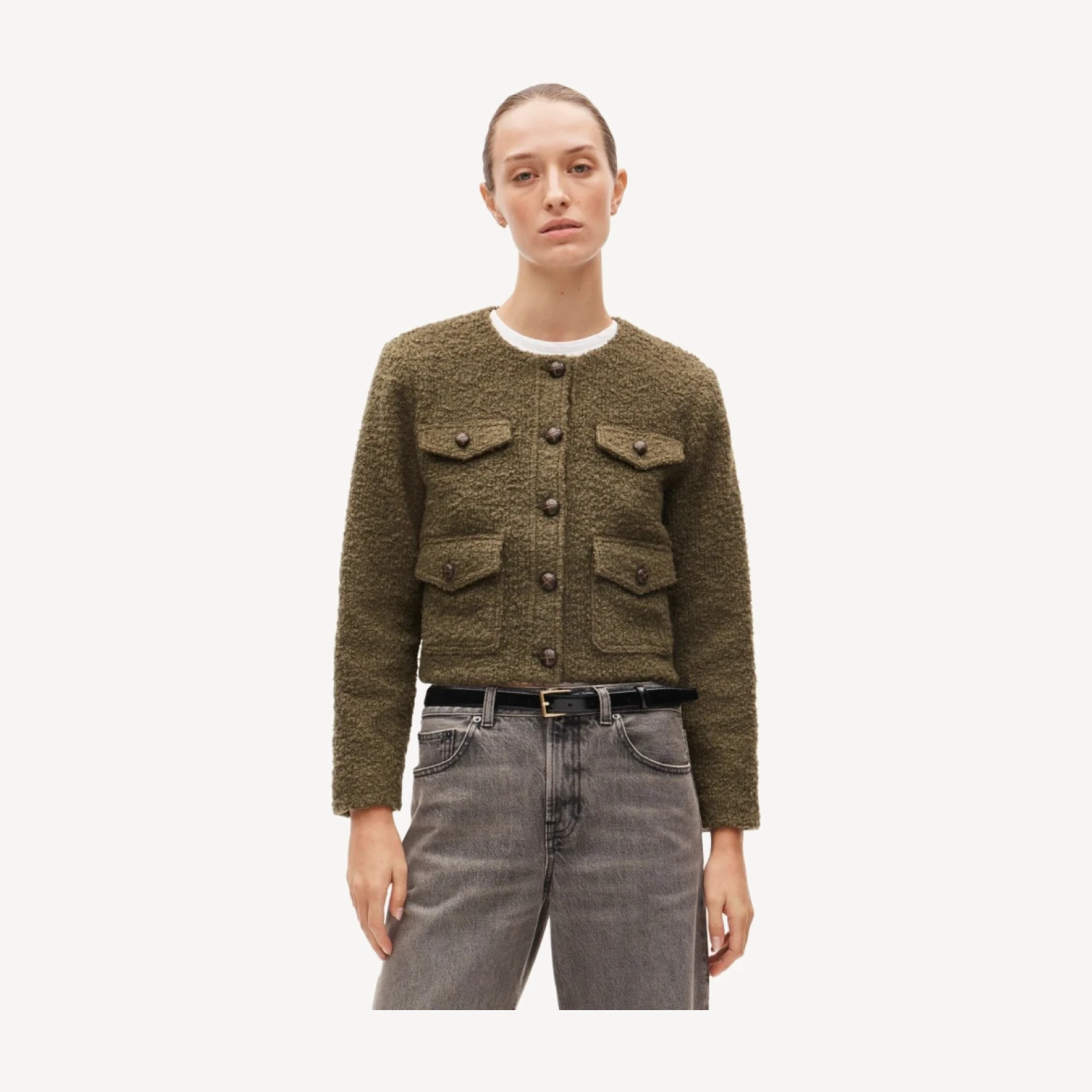 Knit jacket in bouclé wool blend