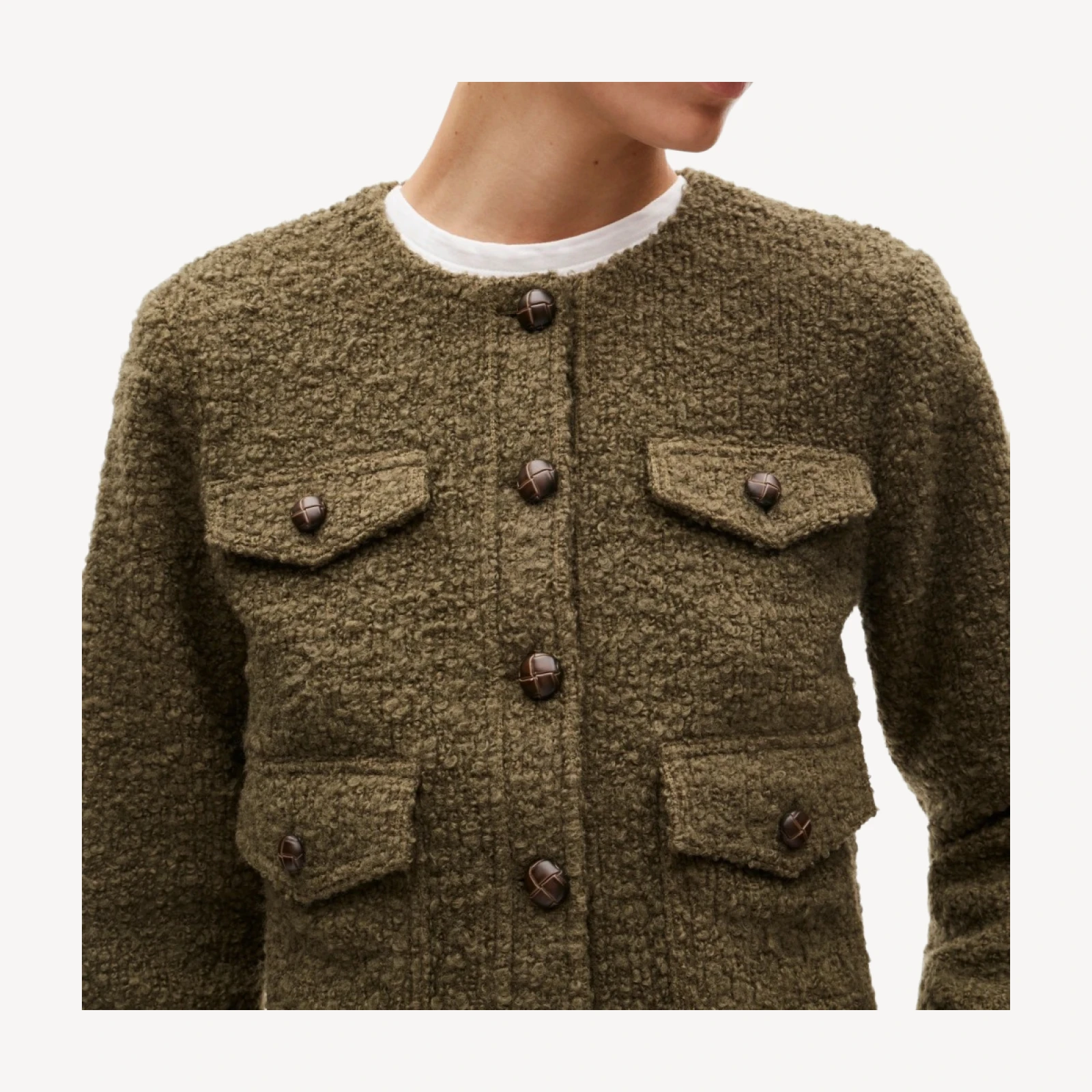 Knit jacket in bouclé wool blend