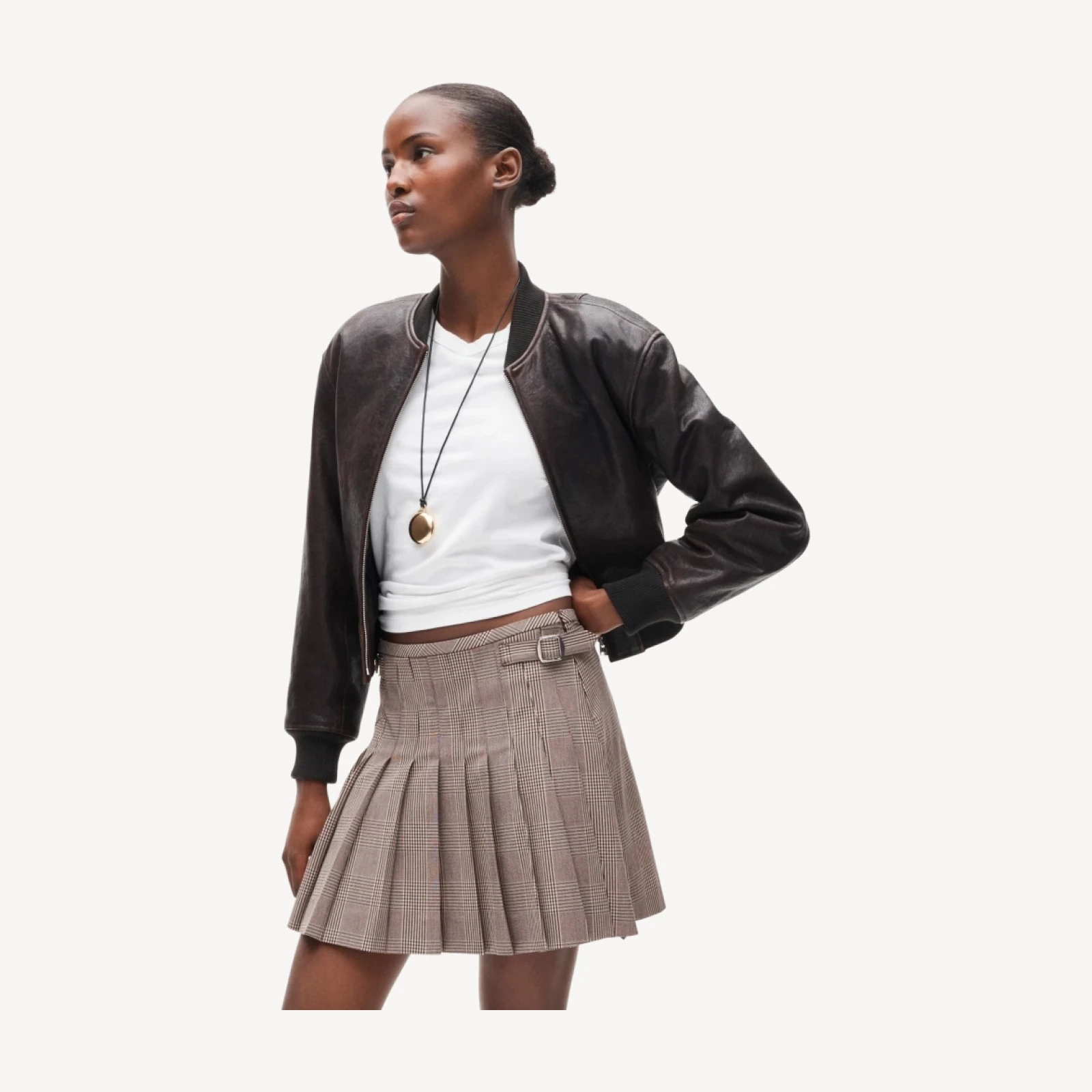 Ivy mini skirt in houndstooth Gramercy suiting