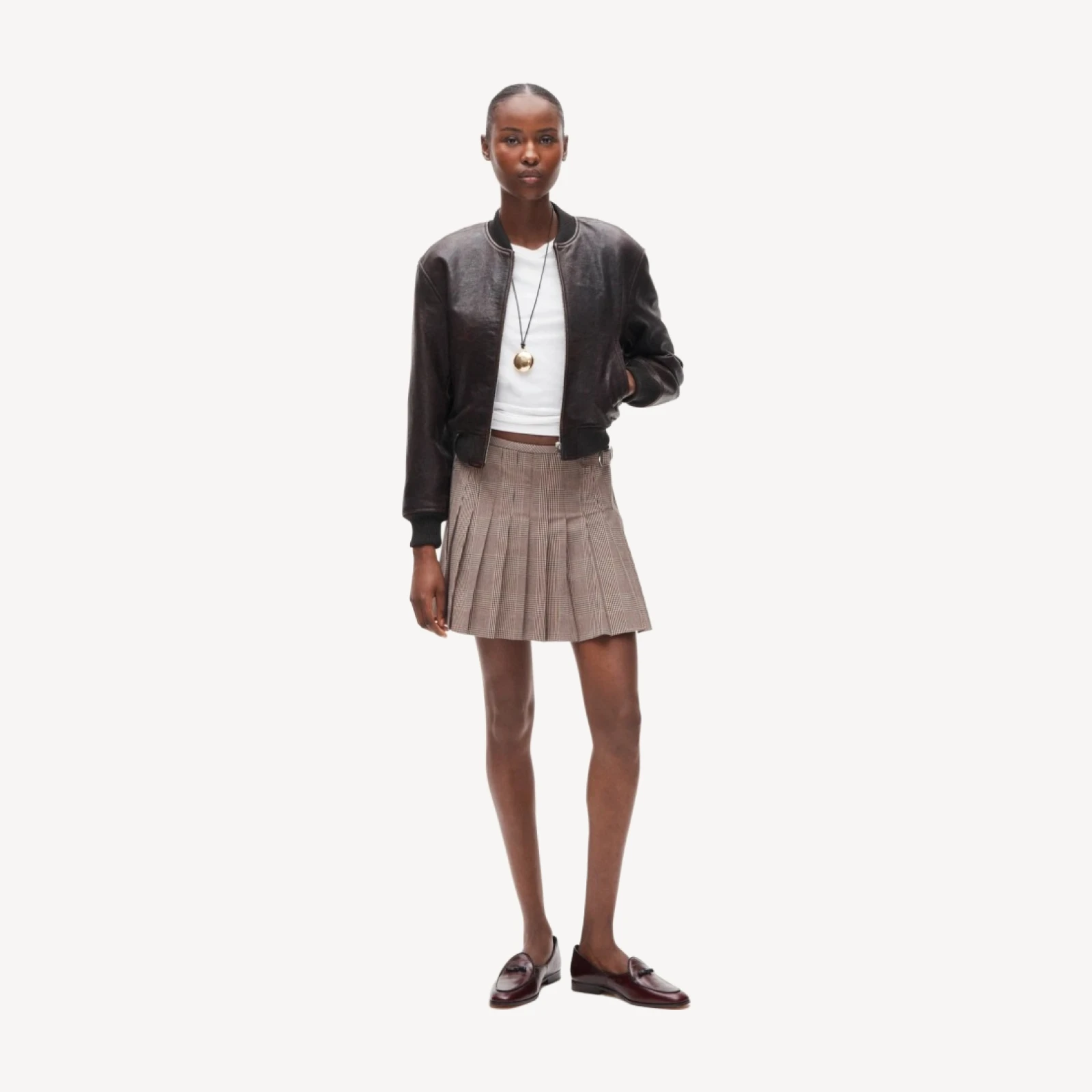 Ivy mini skirt in houndstooth Gramercy suiting