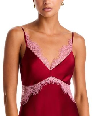 L'Agence Scotty Silk Lace Trim Slip Dress