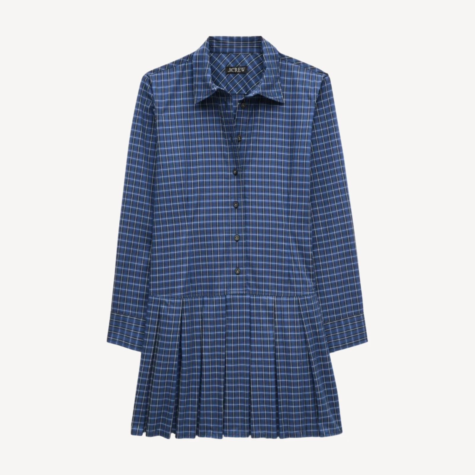 Ophelia long-sleeve dress in plaid poplin