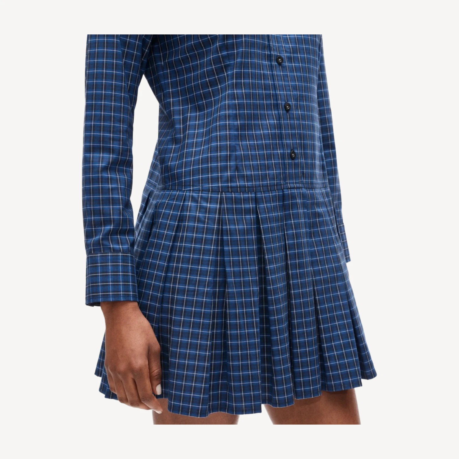 Ophelia long-sleeve dress in plaid poplin