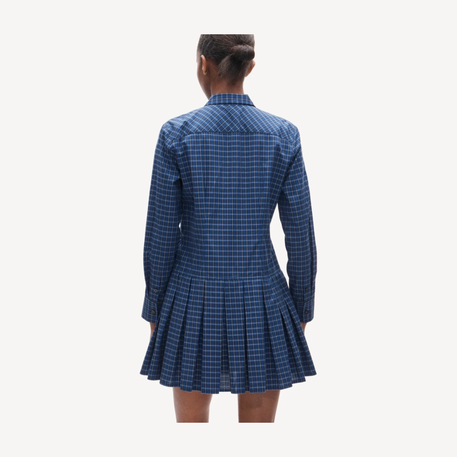 Ophelia long-sleeve dress in plaid poplin