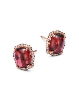 Bloomingdale's Fine Collection Garnet & Diamond Halo Stud Earrings in 14K Rose Gold