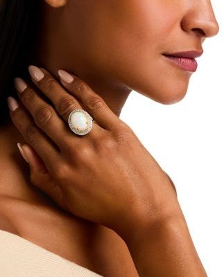 Bloomingdale's Fine Collection Opal & White & Yellow Diamond Limited Edition Halo Ring in 14K Yellow & White Gold