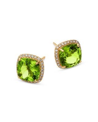 Bloomingdale's Fine Collection Peridot & Diamond Halo Stud Earrings in 14K Yellow Gold