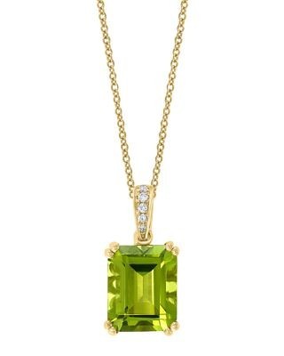 Bloomingdale's Fine Collection Peridot & Diamond Pendant Necklace in 14K Yellow Gold, 16-18