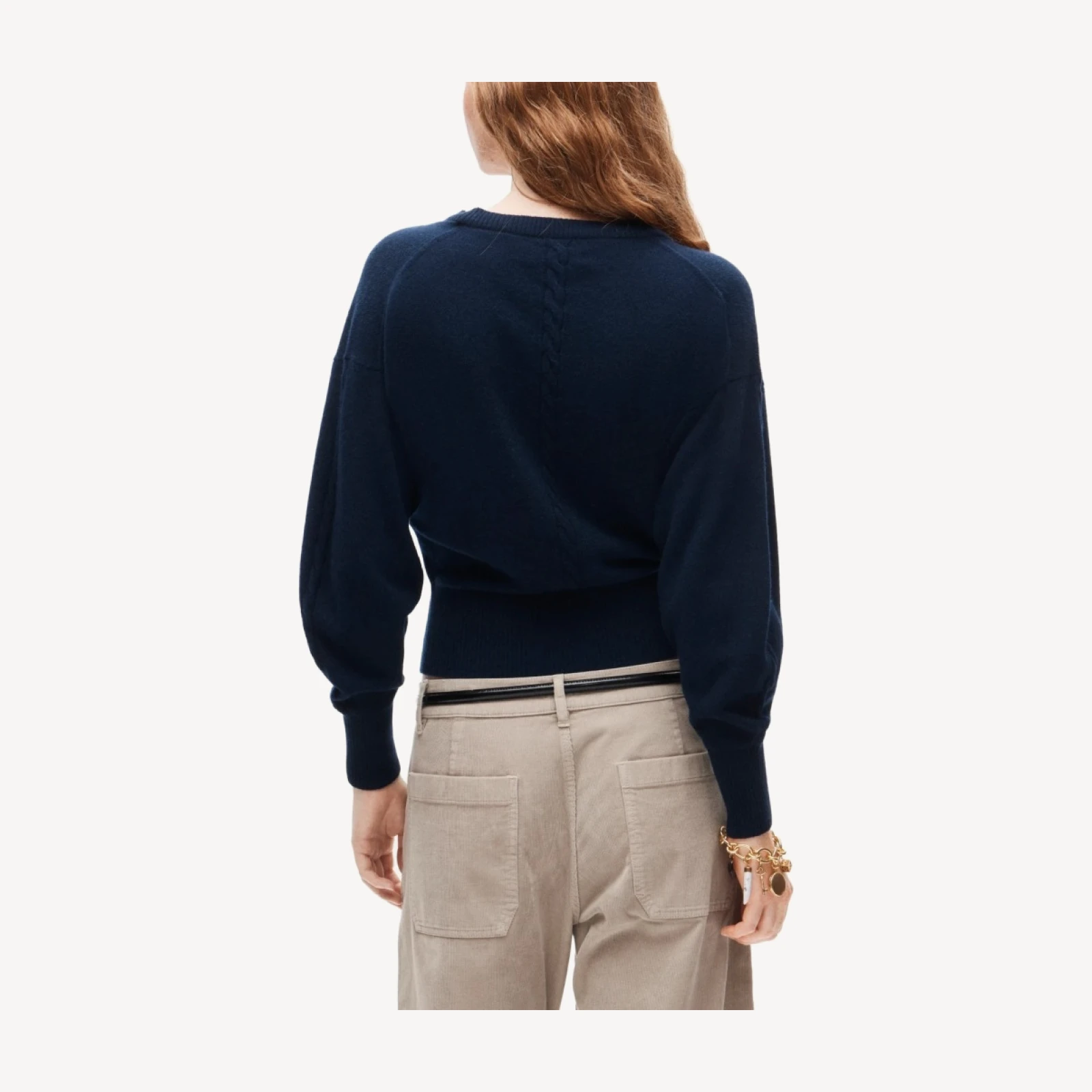 Cashmere V-neck sweater with removable argyle scarf
