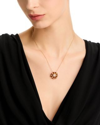 Bloomingdale's Fine Collection Citrine & Diamond Daisy Pendant Necklace in 14K Yellow Gold, 18