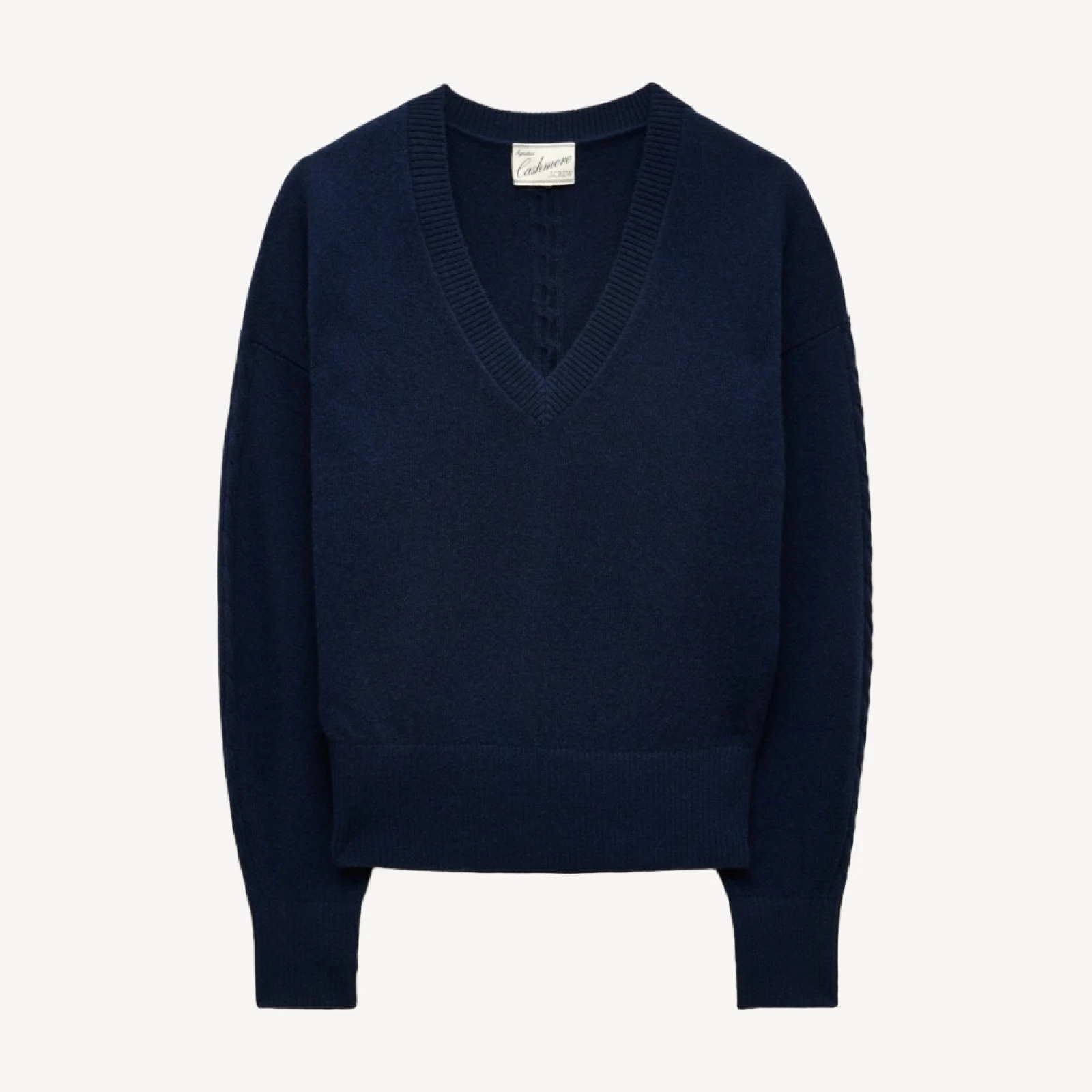 Cashmere V-neck sweater with removable argyle scarf